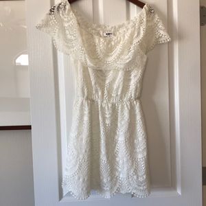 BB Dakota white off the shoulder lace dress